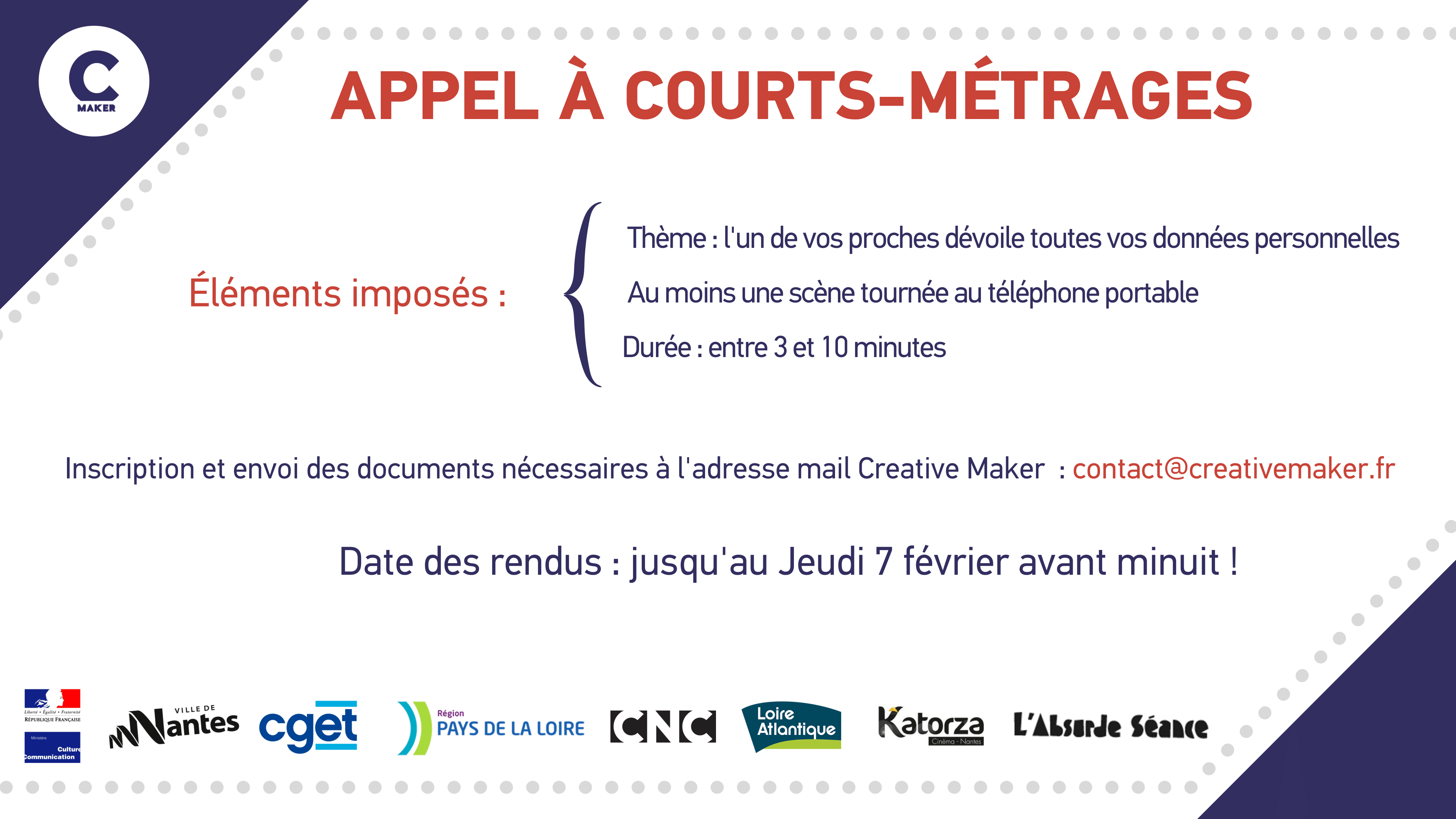 L'appel à courts-métrages est lancé !